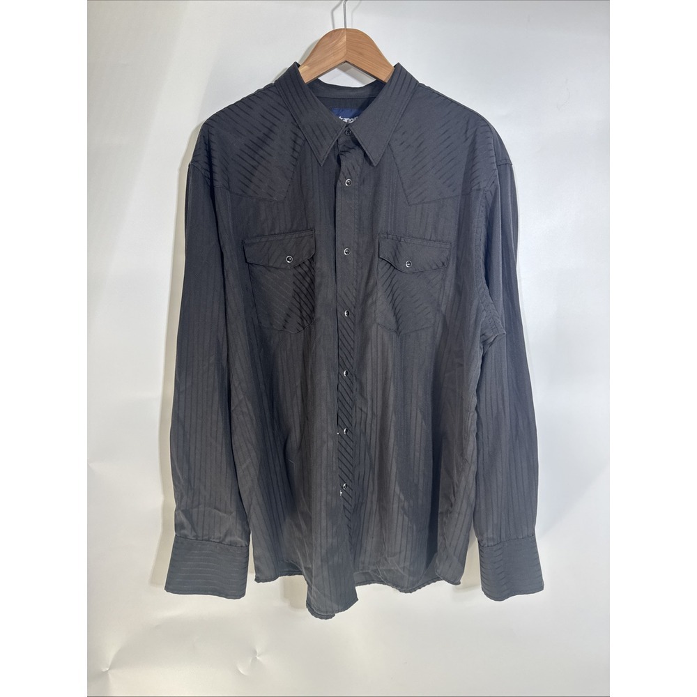 Wrangler Mens XXL Western Pearl Snap‎ Shirt Long Sleeve Button Up Black